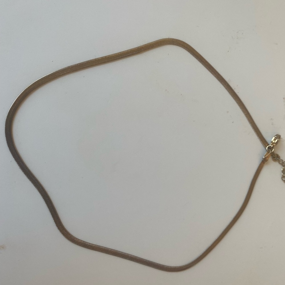 Gold Herringbone Necklace - 16 inch chain